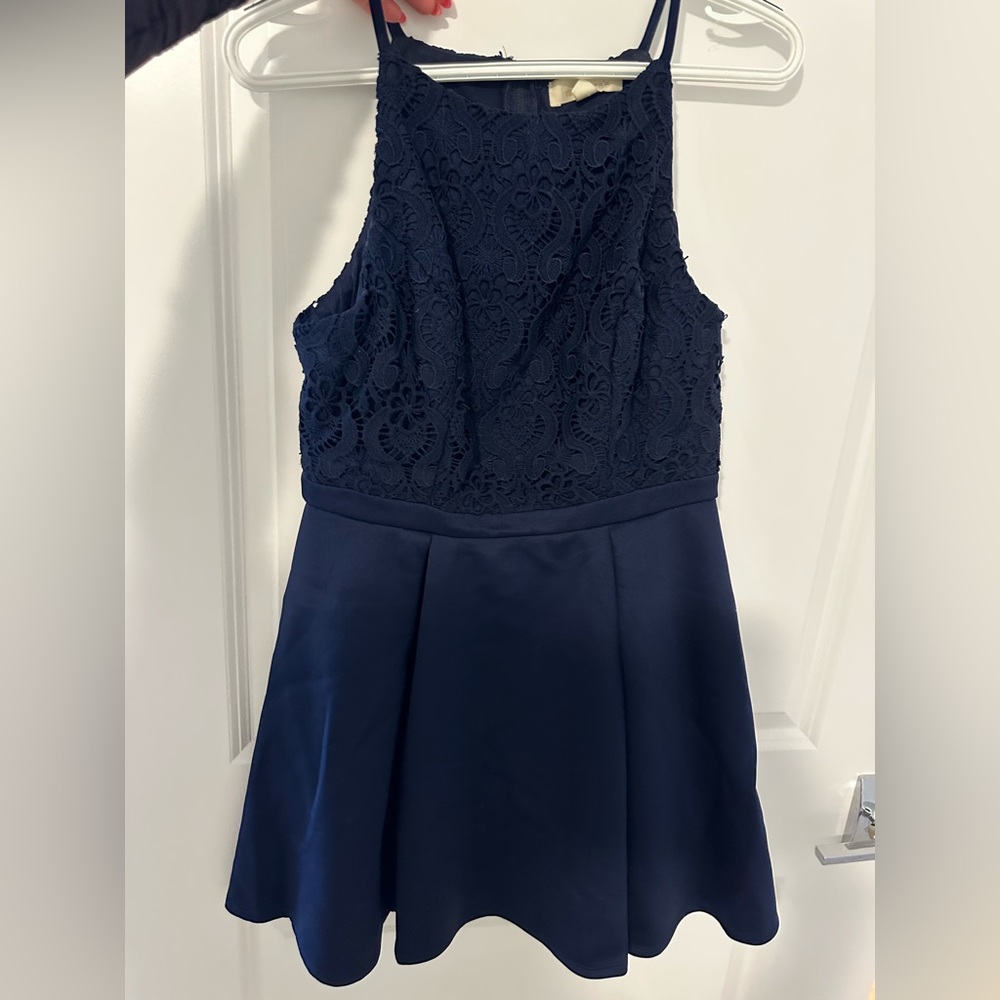 Francesca's Collections Navy Blue Lace Mini Dress